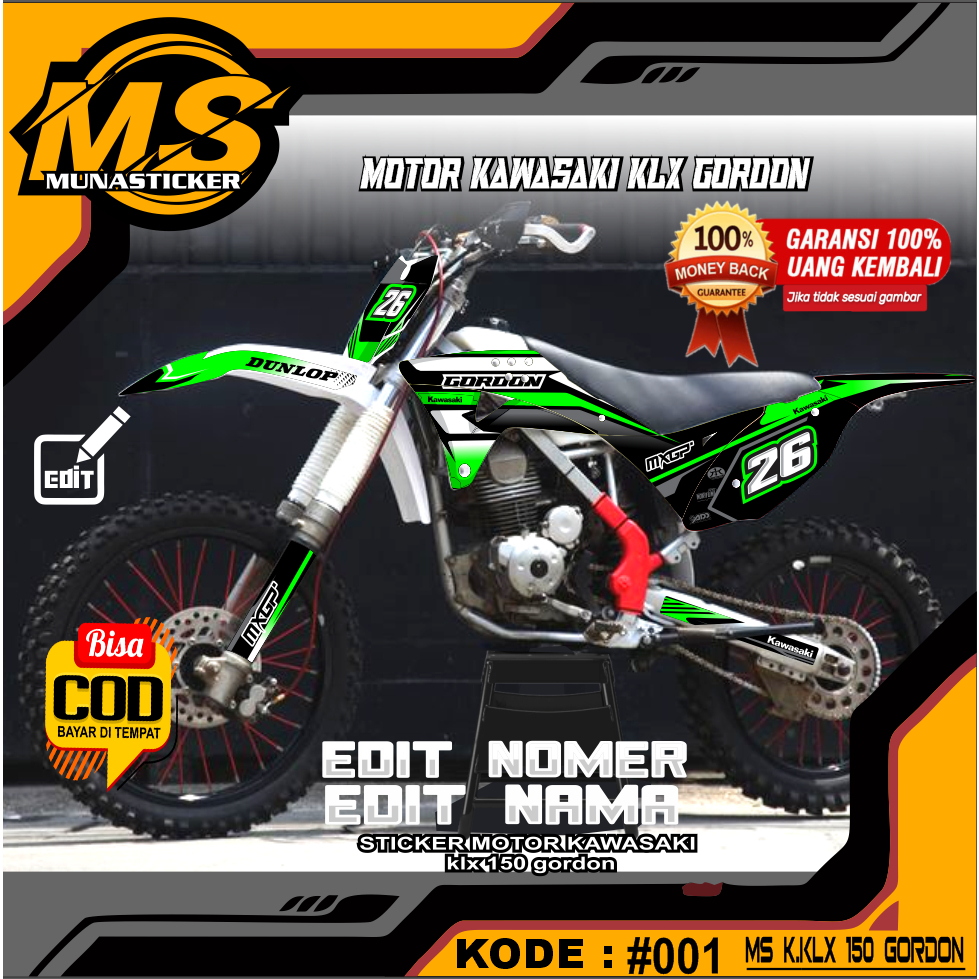 STICKER MOTOR TRAIL FULL BODY KAWASAKI KLX 150 GORDON
