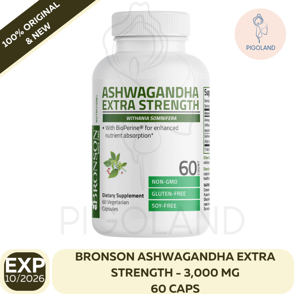 Bronson Ashwagandha Extra Strength - 3,000 mg Mood Booster Energy Support Stress Suplemen ORI USA