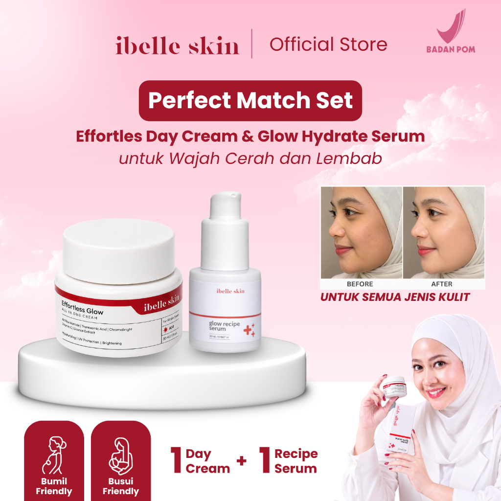 Paket Perfect Match – 1 Pcs Day Cream + 1 Pcs Glow Recipe Serum | Niacinamide 4%, ChromaBright, Tran