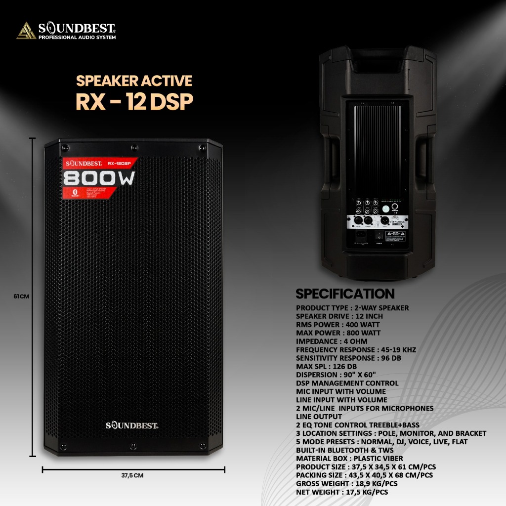 (JUAL 2 BUAH) SOUNDBEST Speaker Active RX-12 DSP