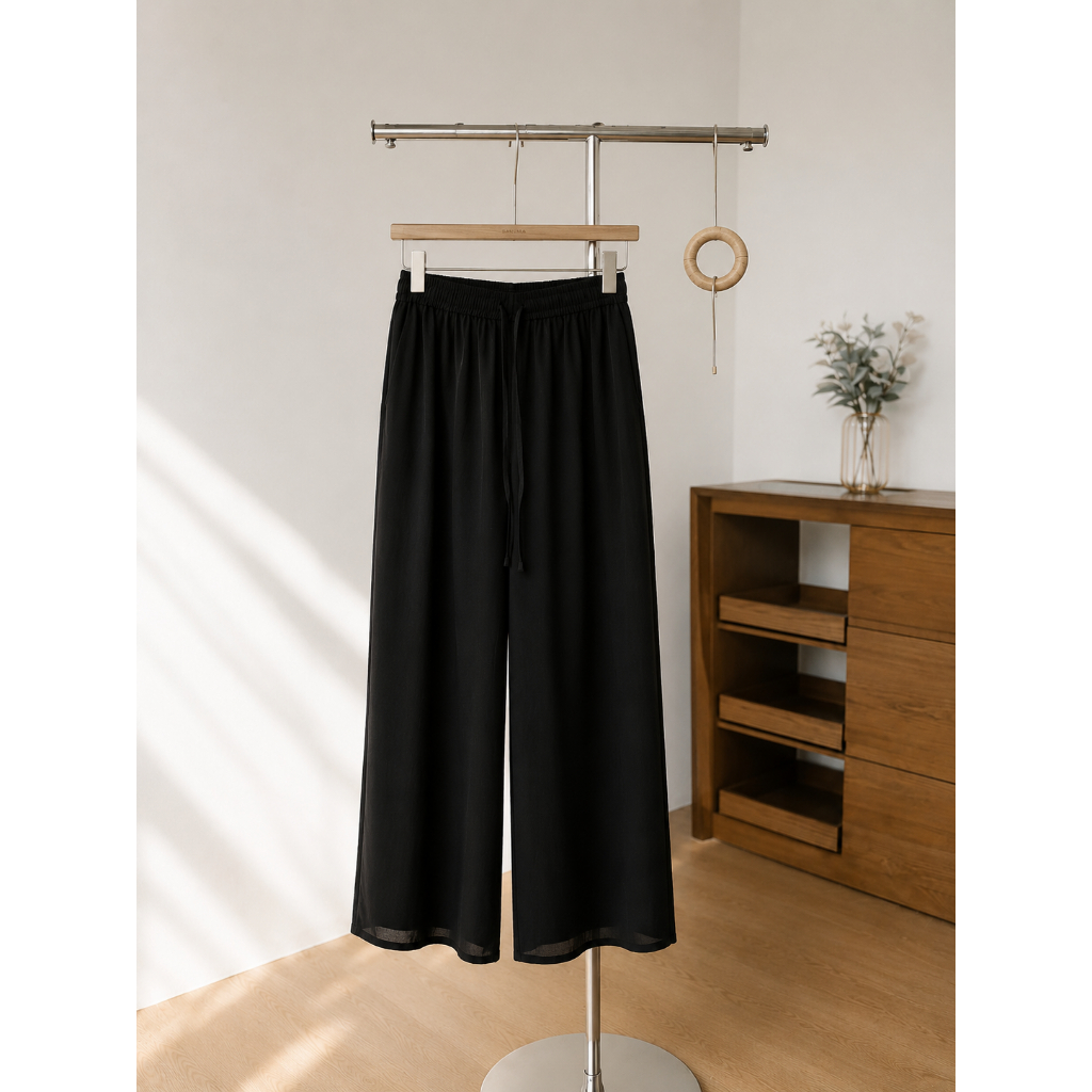 Chiffon Wide Pants - Zeta Boutique | Celana Kaos Sifon Jepang