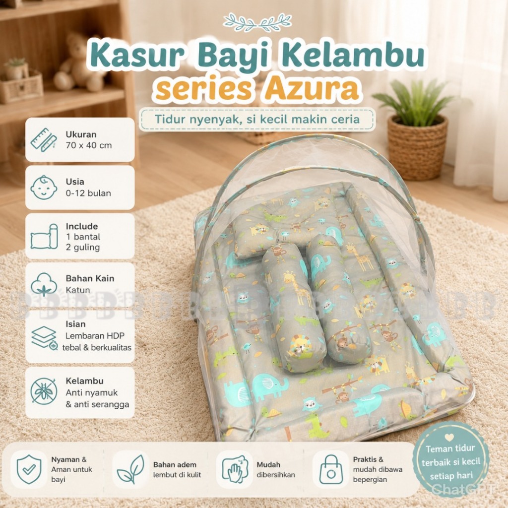 Kasur Bayi Kolam Kelambu Set Bayi Baru Lahir + bantal guling bayi / Baby Nest Kasur Bayi Kelambu