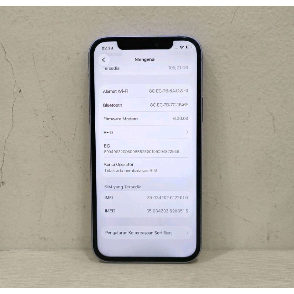 (0DY0-171)IPHONE 12RAM 128GB(INTER)LL/A, BATANGAN NO CHARGER