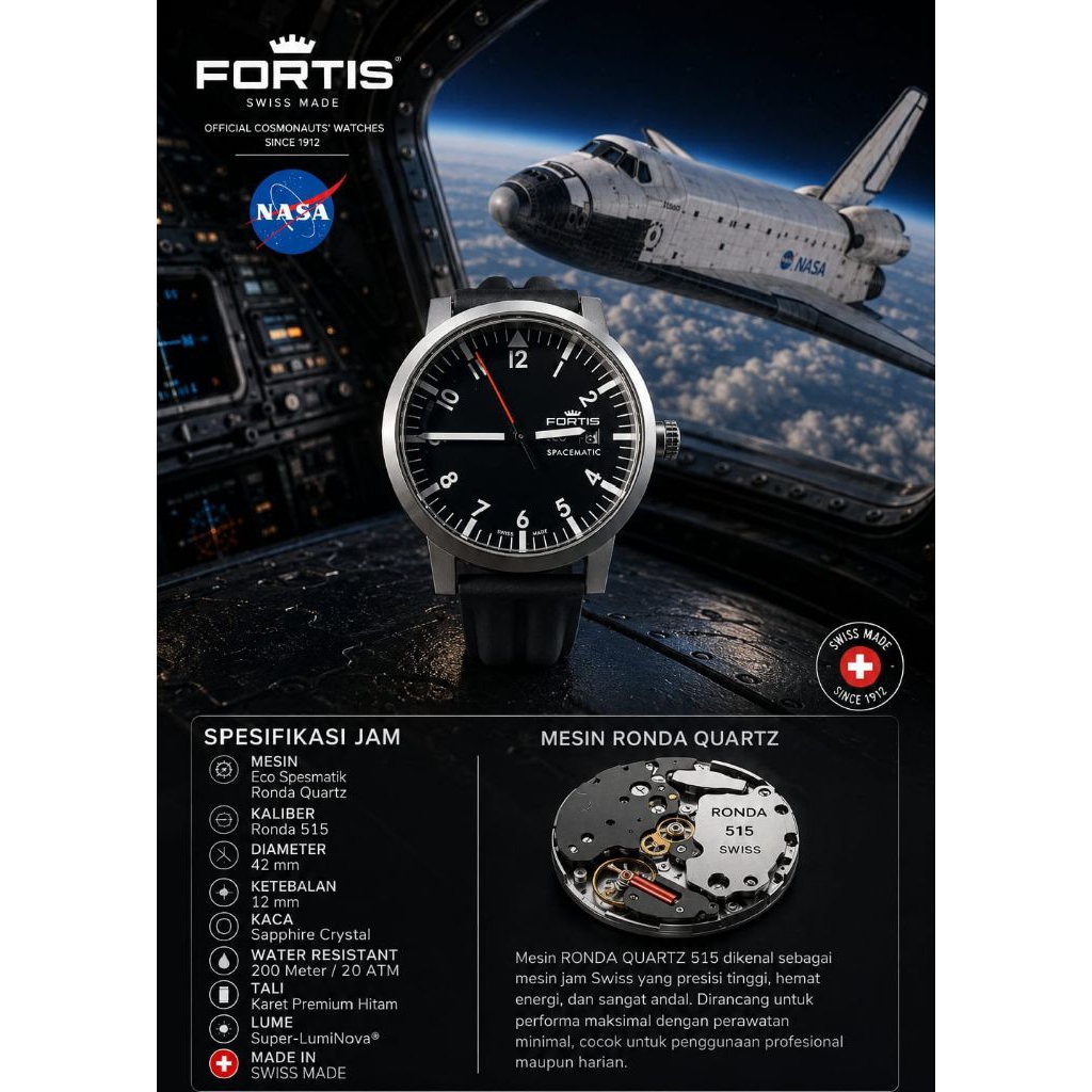 jam tangan Swiss Fortis Eco Spacematic