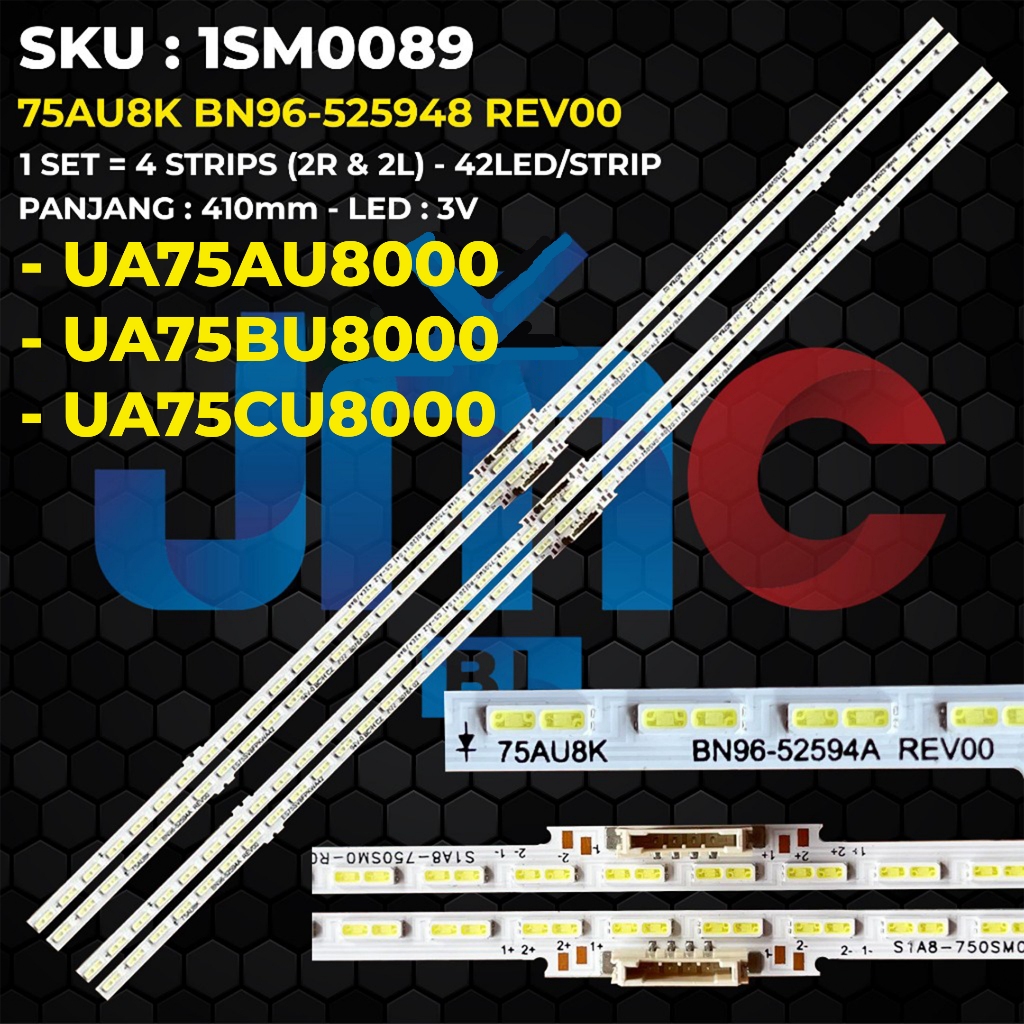 Backlight TV Samsung 75 Inch UA75AU8000 UA75BU8000 UA75CU8000 75AU8K BN96-525948 REV00