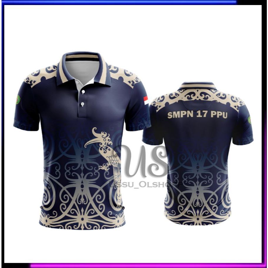 Jersey Batik Dayak Pria - Kaos Jersey Batik Dayak Motif Enggang - Baju Batik Dayak Kalimantan Custom