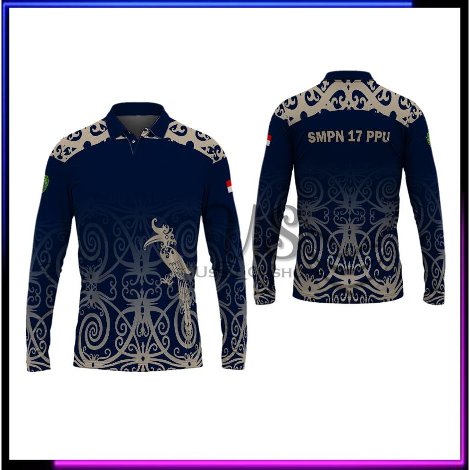 Kaos Batik Dayak / Jersey Batik Dayak Motif Enggang / Baju Batik Dayak Kalimantan Custom