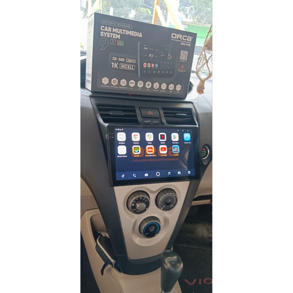 vios gen2 pasang head unit android orca ukuran 9in