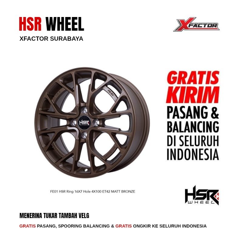 VELG MOBIL R16 HSR FE01 HSR R16X7 4X100 ET42 MBRZ 4 PCS VELG