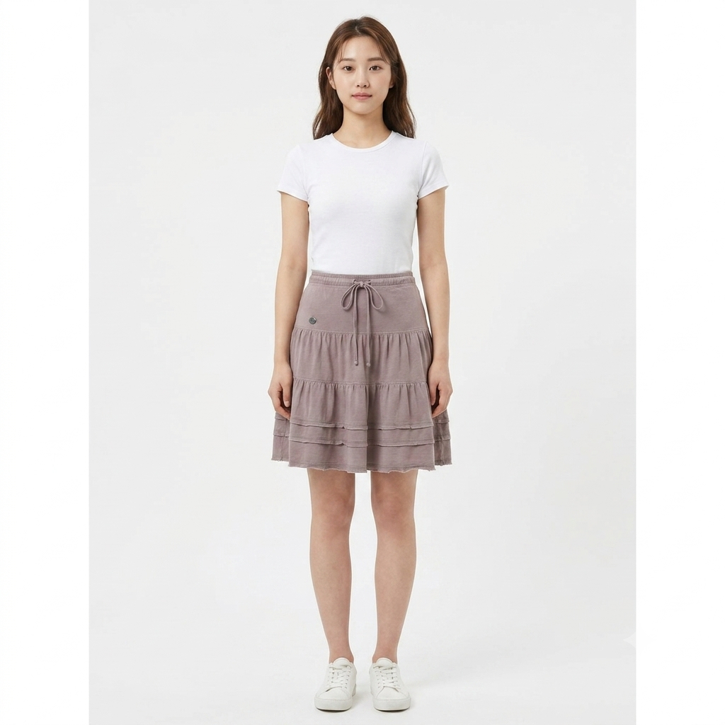 Rok Bawahan Wanita Merk Aber Crombie Fitch Coklat Muda Bahan Kaos