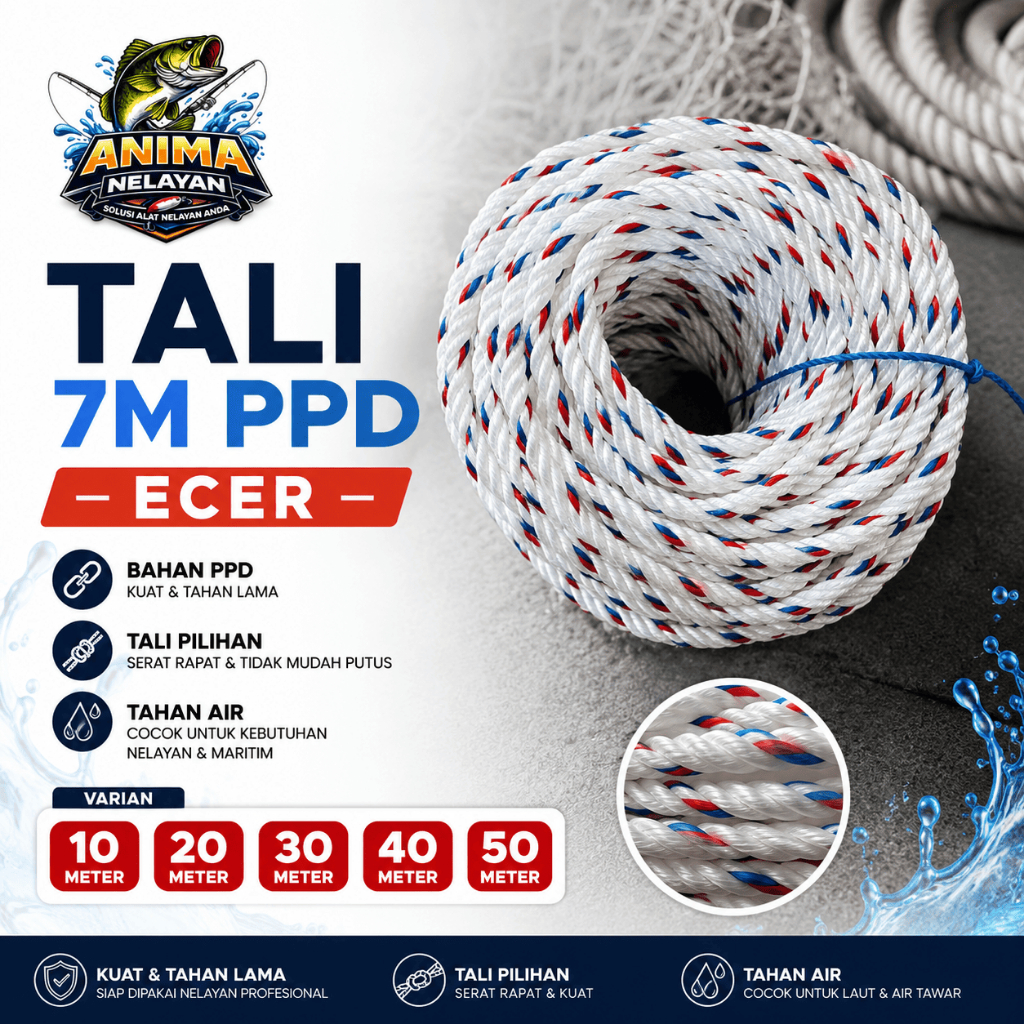 TALI TAMBANG 7MM (50 METER) TALI 7MM / TALI TERPAL / TALI TEBANG / TAMBANG KAPAL / TAMBANG KILOAN