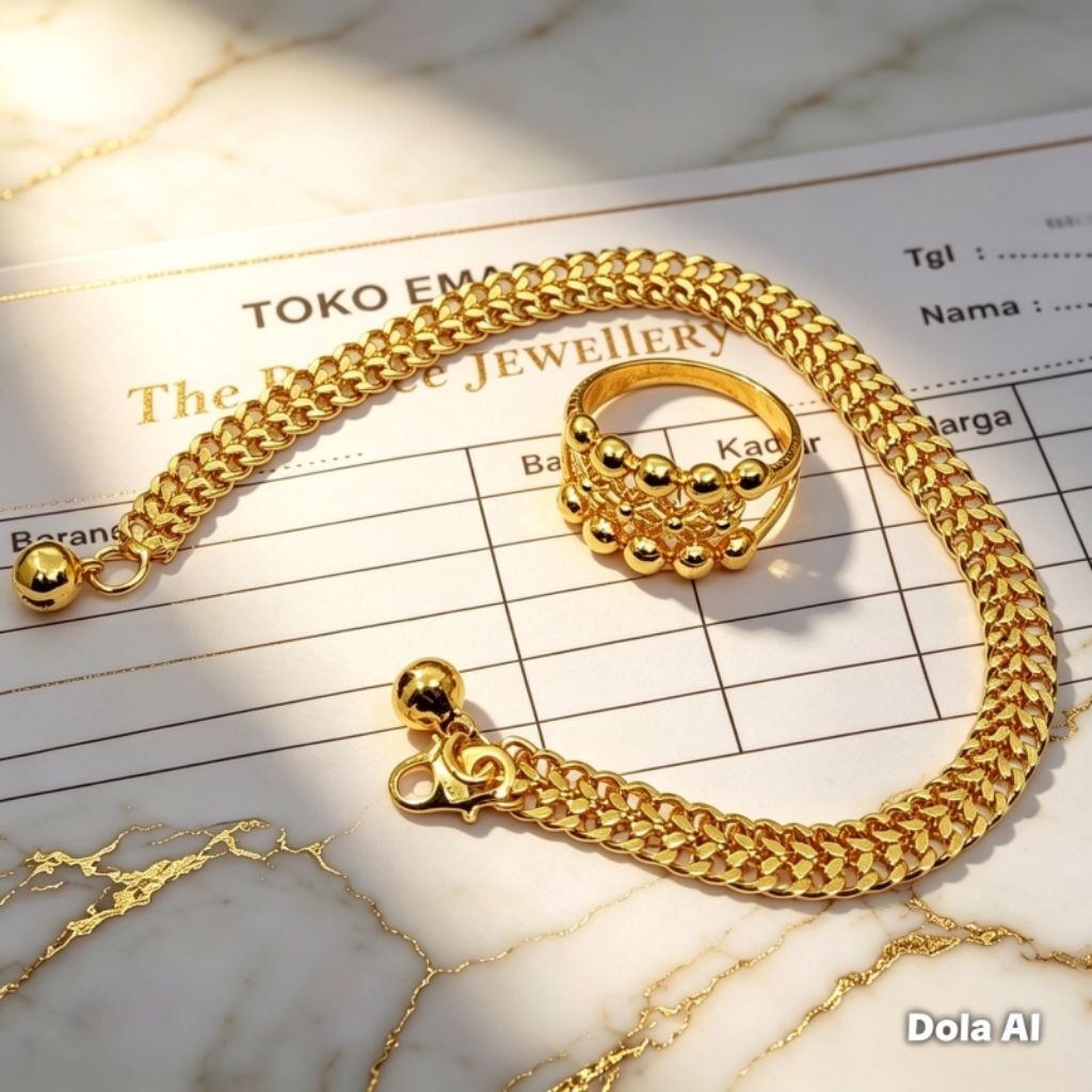Gelang tikar free cincin asli E mas muda tidak mudah luntur free surat toko