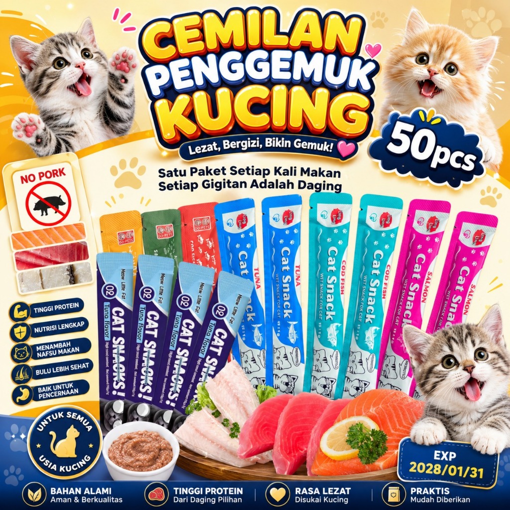 TERMURAH[SISKAPETSHOP]- Camilan Kucing Makanan Kucing Kitten Snack Kucing Creamy Treats Kucing Cemil