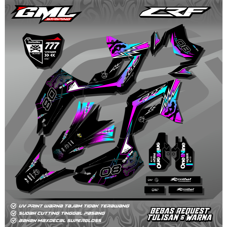 Decal Stiker CRF 150 L Full Body Ungu Biru CUSTOM - KLX - WR 155 - Dtracker - Request