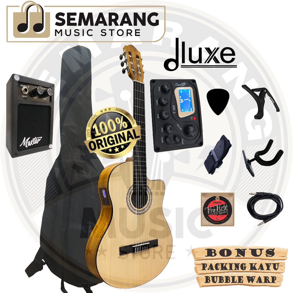 KHUSUS INSTANT Gitar Klasik Elektrik Dluxe DCC-10 4/4 Gitar Dluxe Original