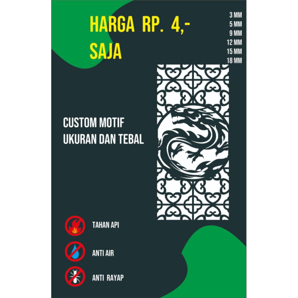 KRAWANGAN PVC BOARD / ORNAMEN PVC FOAM BOARD TEBAL CUSTOM /PARTISI