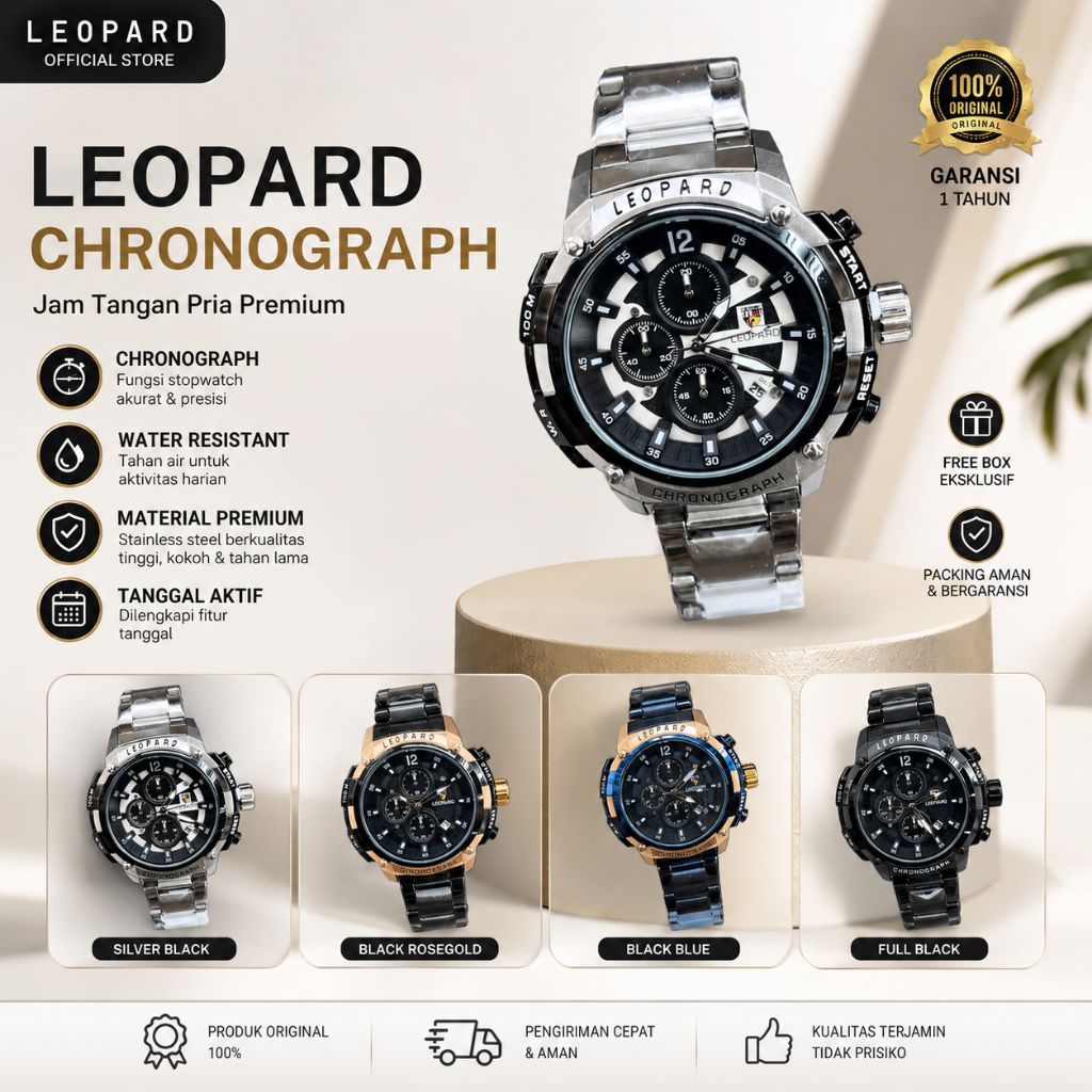 JAM TANGAN RANTAI LEOPARD 3910