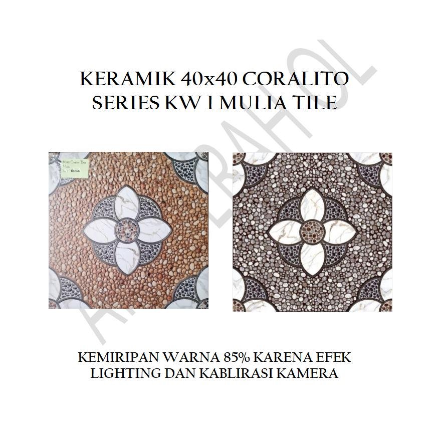 KERAMIK LANTAI 40x40 CORALITO GREY KW 1 MULIA TILE // KERAMIK MOTIF BATU KERIKIL // KERAMIK MATT EMB
