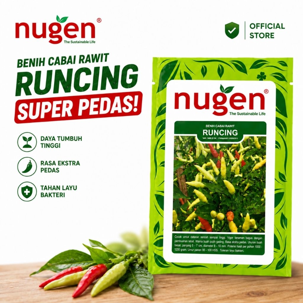 Nugen - Benih Cabai Rawit RUNCING Isi 450 Biji