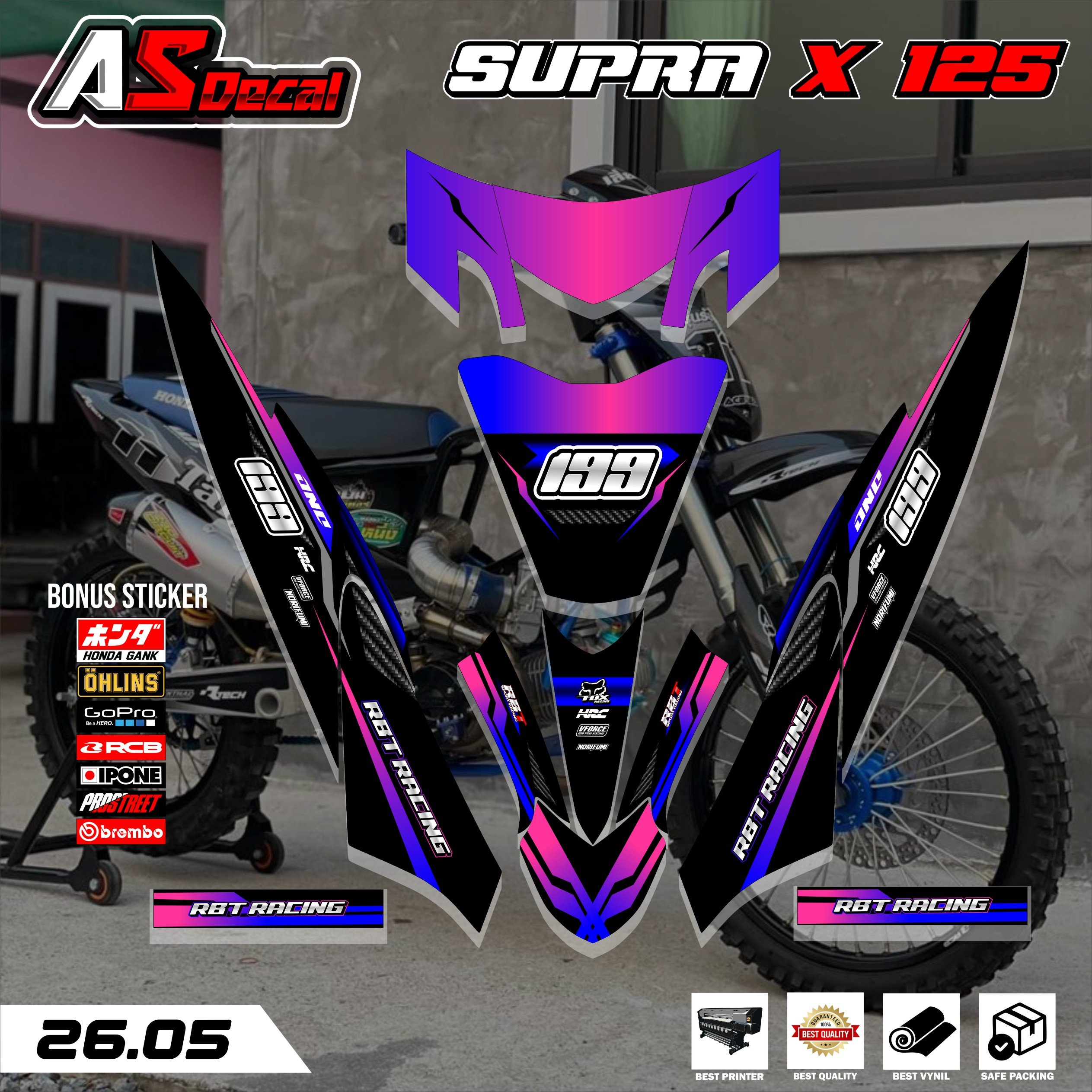 COD Sticker RBT SUPRA X 125 MOTOR RBT BEBEK MODIF SUPERMOTO YZ CRF KLX KX KTM RBT new terbaru MOTOR 