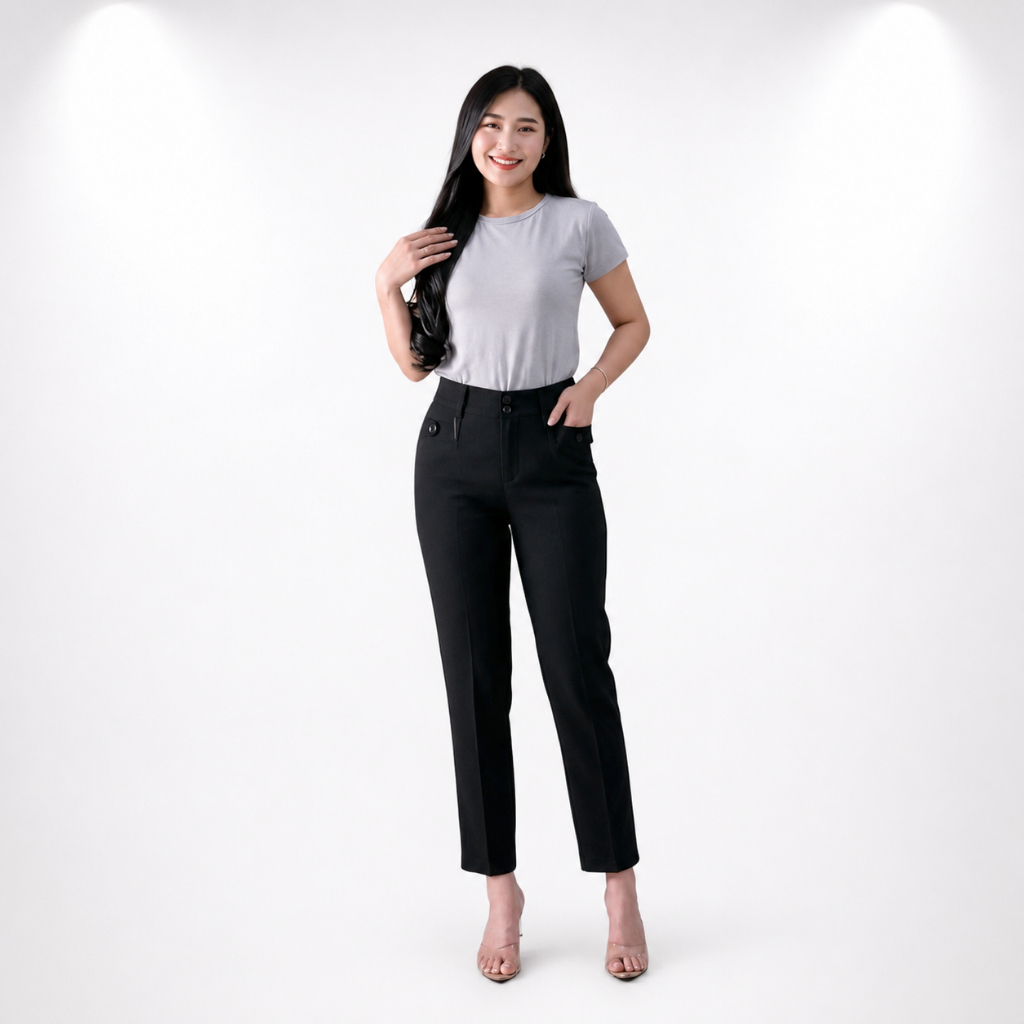 Celana Kerja Wanita Formal Semi Woll Celana Bahan Wanita Kerja Jumbo Model Pinggang Reseleting Dan K