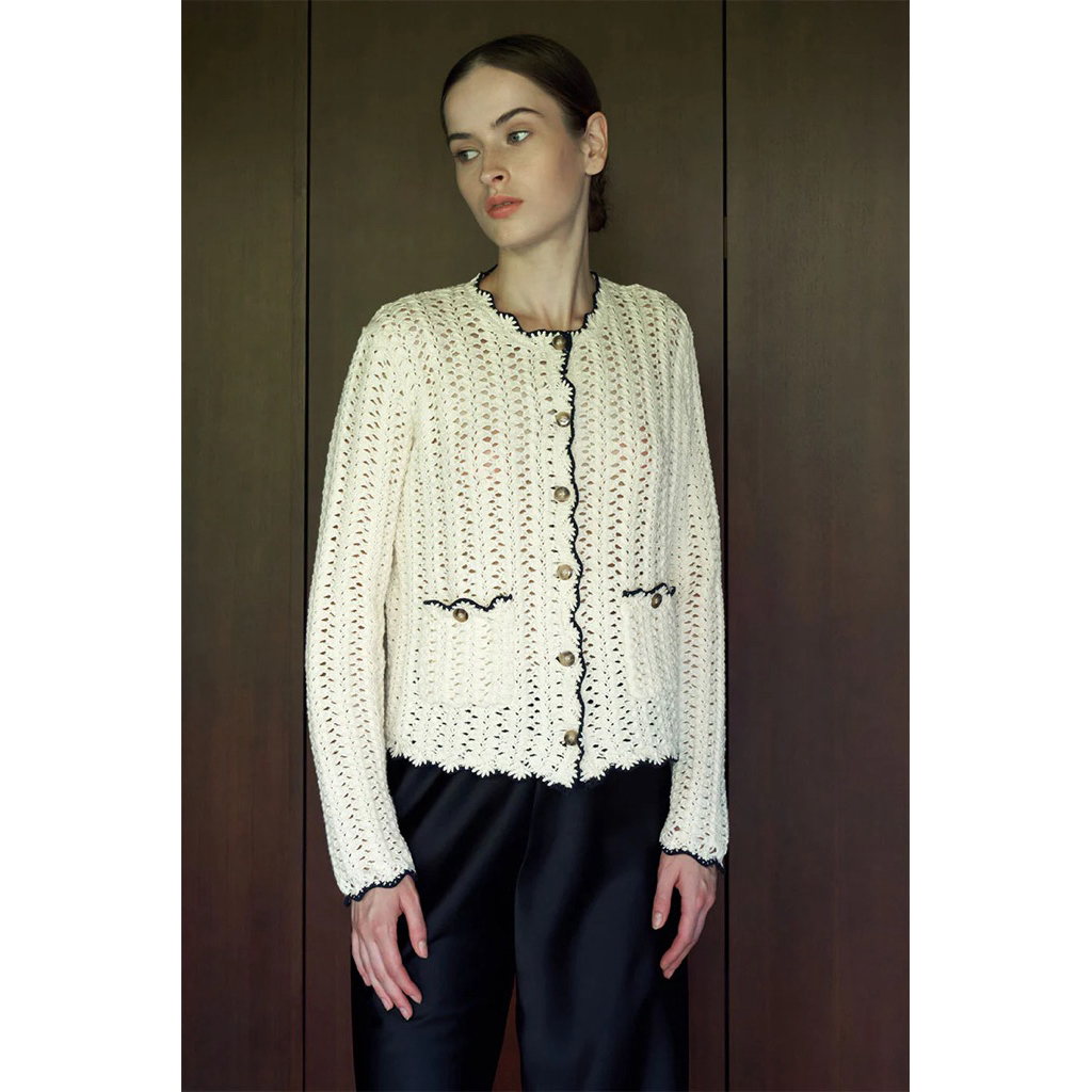 [ Preloved ] DUMA - Positano Cardigan | Cream & Navy