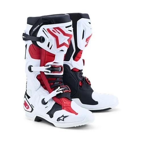 ALPINESTARS TECH 10 WHITE BLACK BRIGHT RED NEW SEPATU ALPINESTAR TECH 10 MOTOCROSS TRAIL