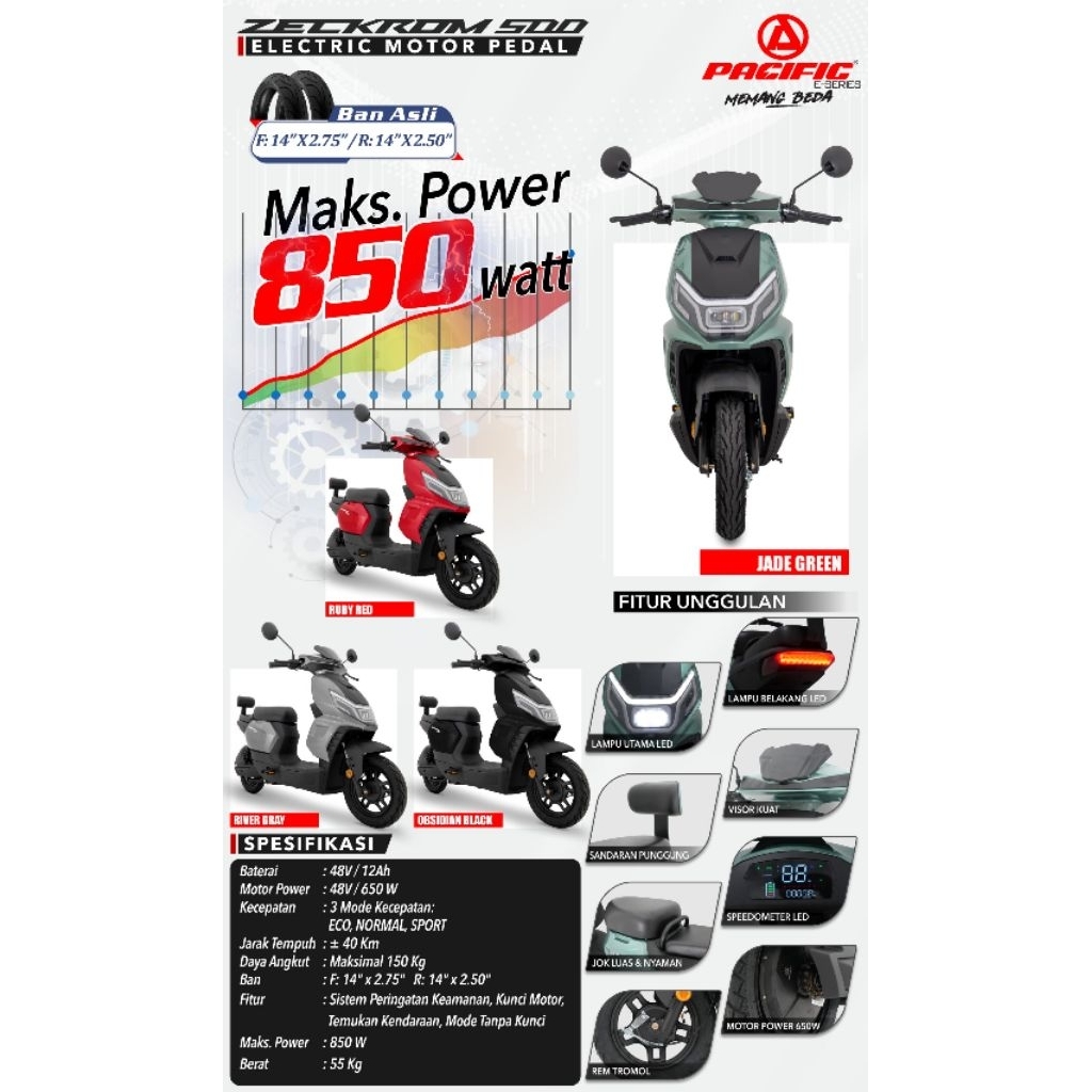Sepeda Listrik Pacific Zeckrom 500, Zeckrom 200 & Syncross 1.0 Terbaru Termurah Original Bergaransi 