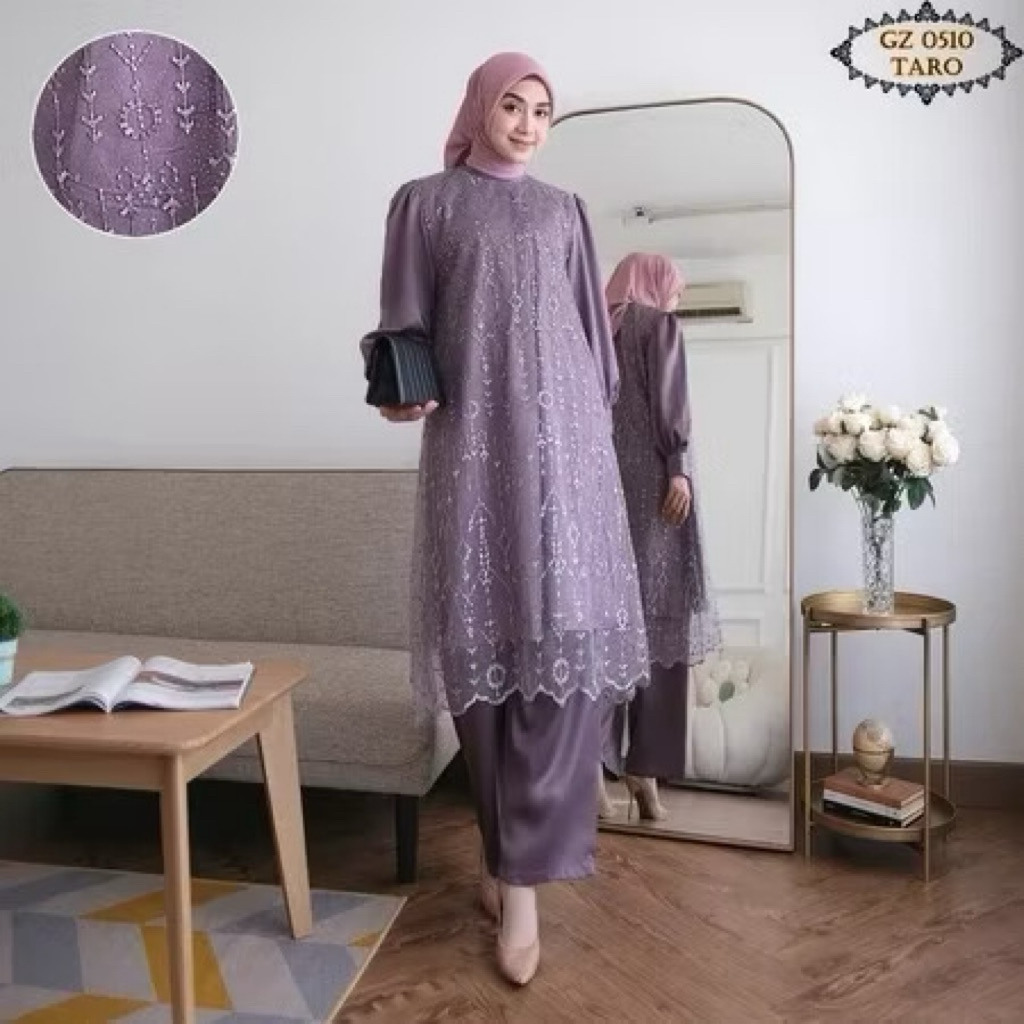 LAURAA ONE SET BRUKAT Setelan Celana Brukat Tille/ Setcel Brukat Remaja/ Setcel Brukat Jumbo