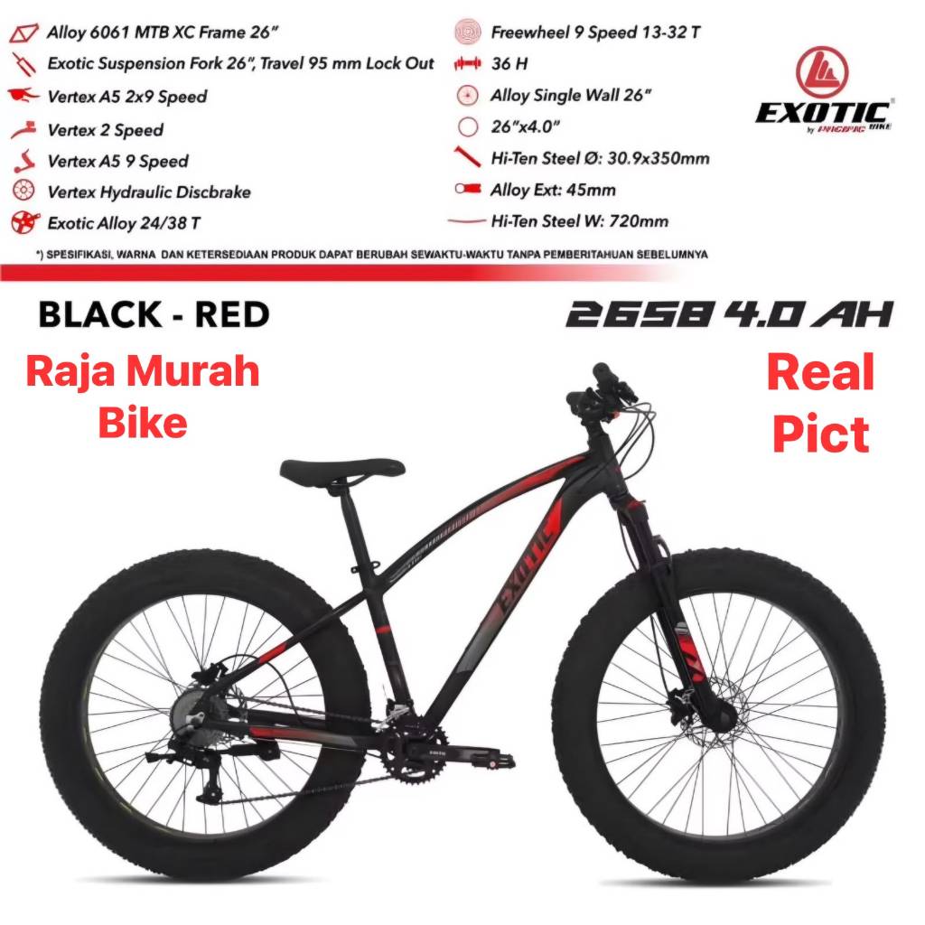 Sepeda Gunung Mtb 26 Inch Exotic 2658 Ban Jumbo 4.0 AH Sepeda Mtb 26 Exotic 2658 4.0 AH