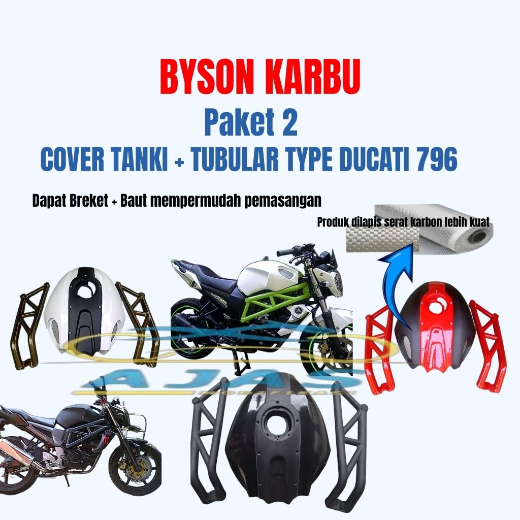 paket 2 C.Tanki Dan Tubular Type Ducati 796, Byson Karbu