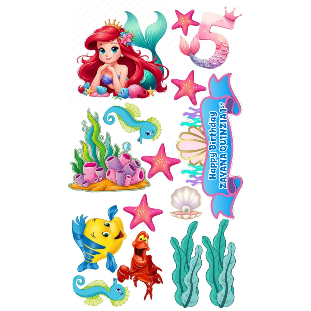 Topper Mermaid / Hiasan Cake Mermaid Custom Nama / Topper Murah Ekonomis / Cake Topper Birthday Merm