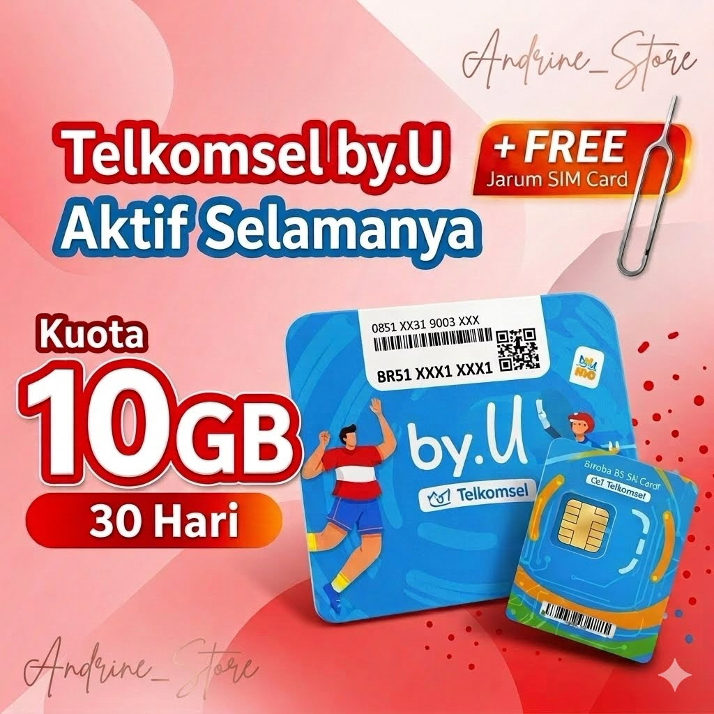 KARTU PERDANA TELKOMSEL By.U 10 GB SIAP PAKAI DI JARINGAN 5G / 5G pluss