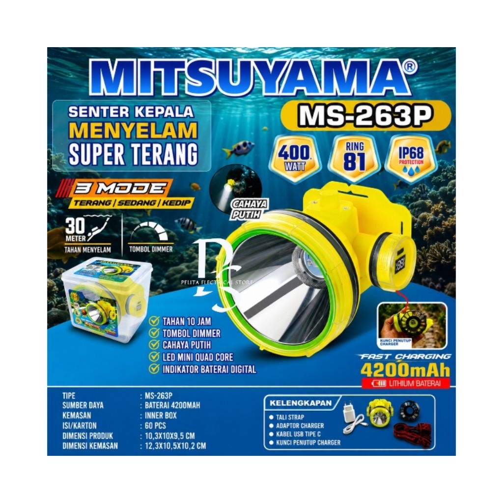 SENTER KEPALA SELAM MITSUYAMA 400 WATT MS-263P / 300 WATT MS-262P