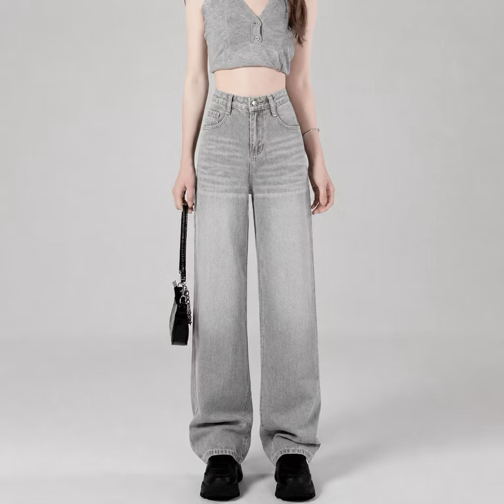 Highwaist Kulot Jeans Wanita Loose RETRO WISKER - CELANA  WANITA TERBARU - HIGHWAIST JEANS WANITA MO