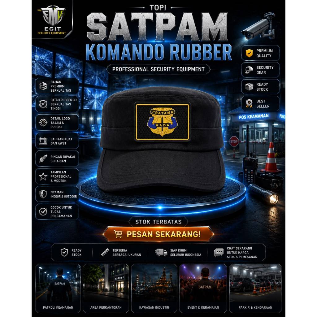 Topi Satpam Komando Rubber