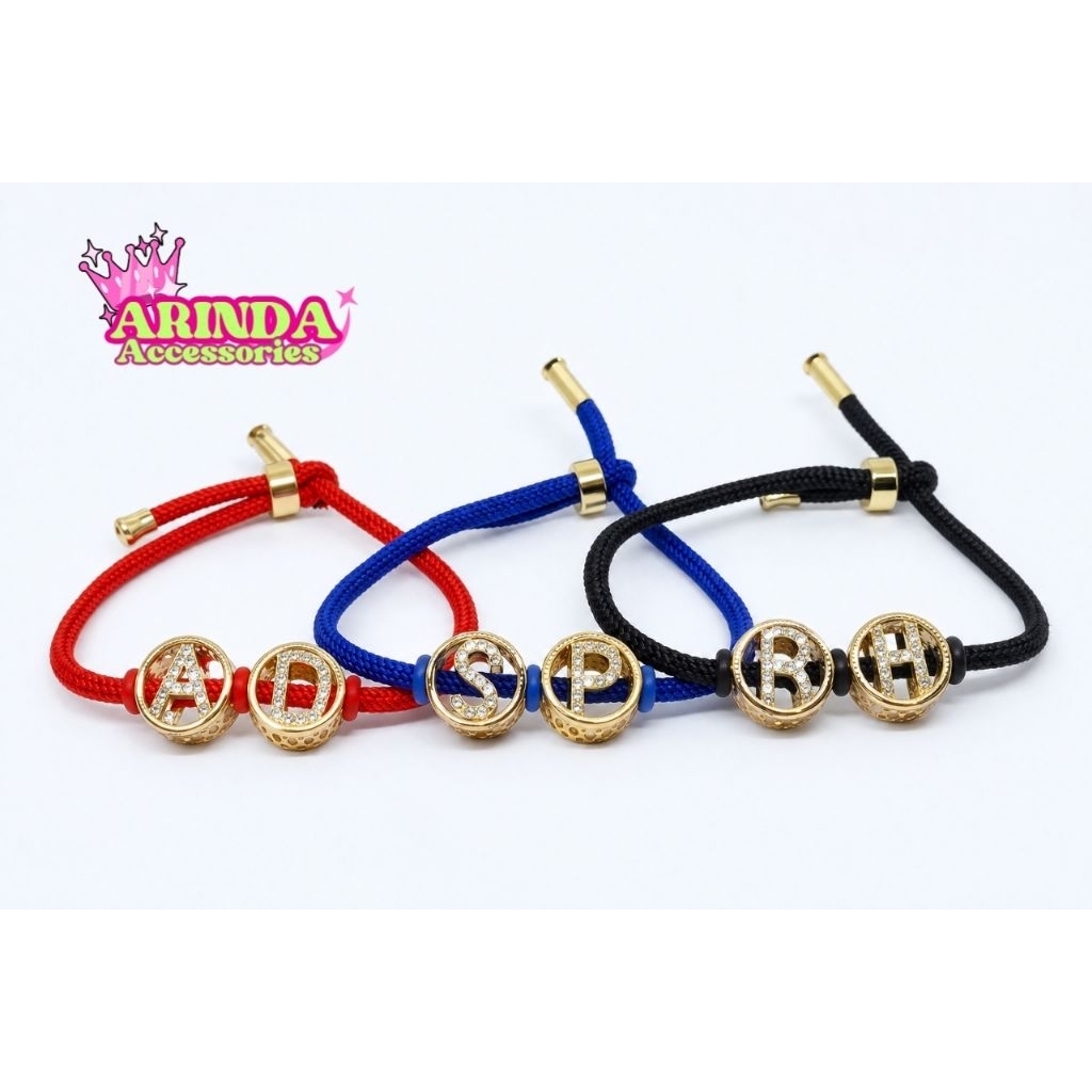 Gelang Tali Serut dengan Liontin Huruf Inisial Charm Liontin Emas Liontin Huruf
