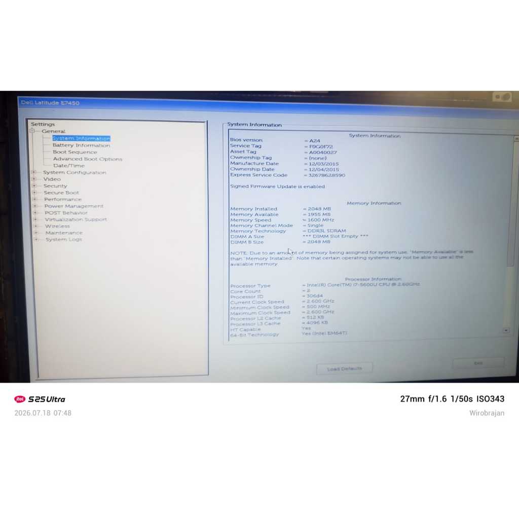 Mobo Motherboad DELL Latitude E7450 DELL 7450 DELL Latitude 7450 Core i7 Gen 5