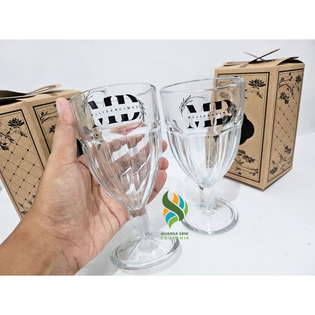 Souvenir Sablon Gelas Kaki Kaca Bening Jardin 300ML Citinova Gelas Unik Saji Minuman Cocktail Milksh