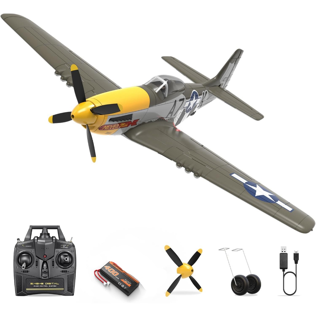 volantex exhobby rc plane brushless P51D mustang 2.4ghz 4CH gyroscope RTF - pesawat rc 76802 one key