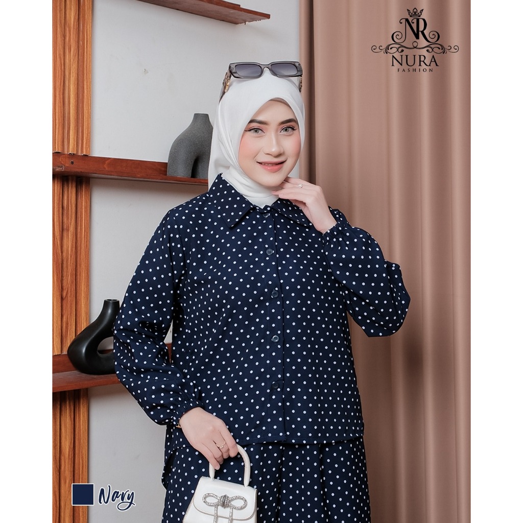 Setelan Marisa Polkadot Wanita Jumbo Busui One Set Kekinian OOTD HIjab | JUMBO