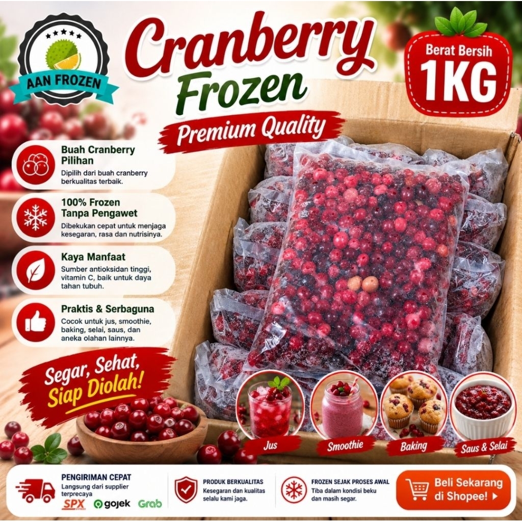 Cranberry Frozen / Cranberry Beku / Cranberry Frozen 1kg