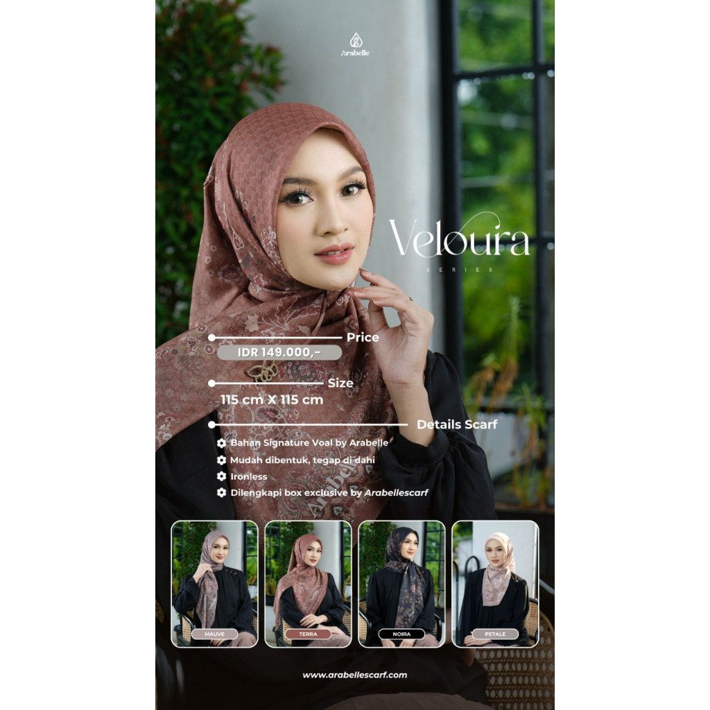 Arabelle Scarf Official/Veloura Series Scarf/Kerudung Arabelle Terbaru