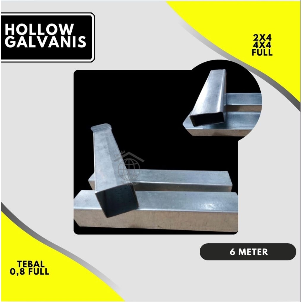 Hollow Galvanis 0.8 Full 6 meter / Besi Hollow 6 meter / Rangka Hollow / Hollow Besi 6 meter / Hollo