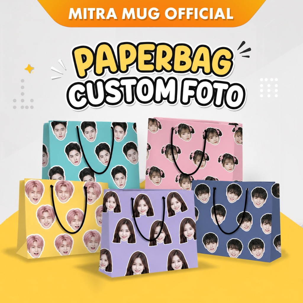 PAPER BAG CUSTOM MUKA WAJAH PATTERN SATU HARI
