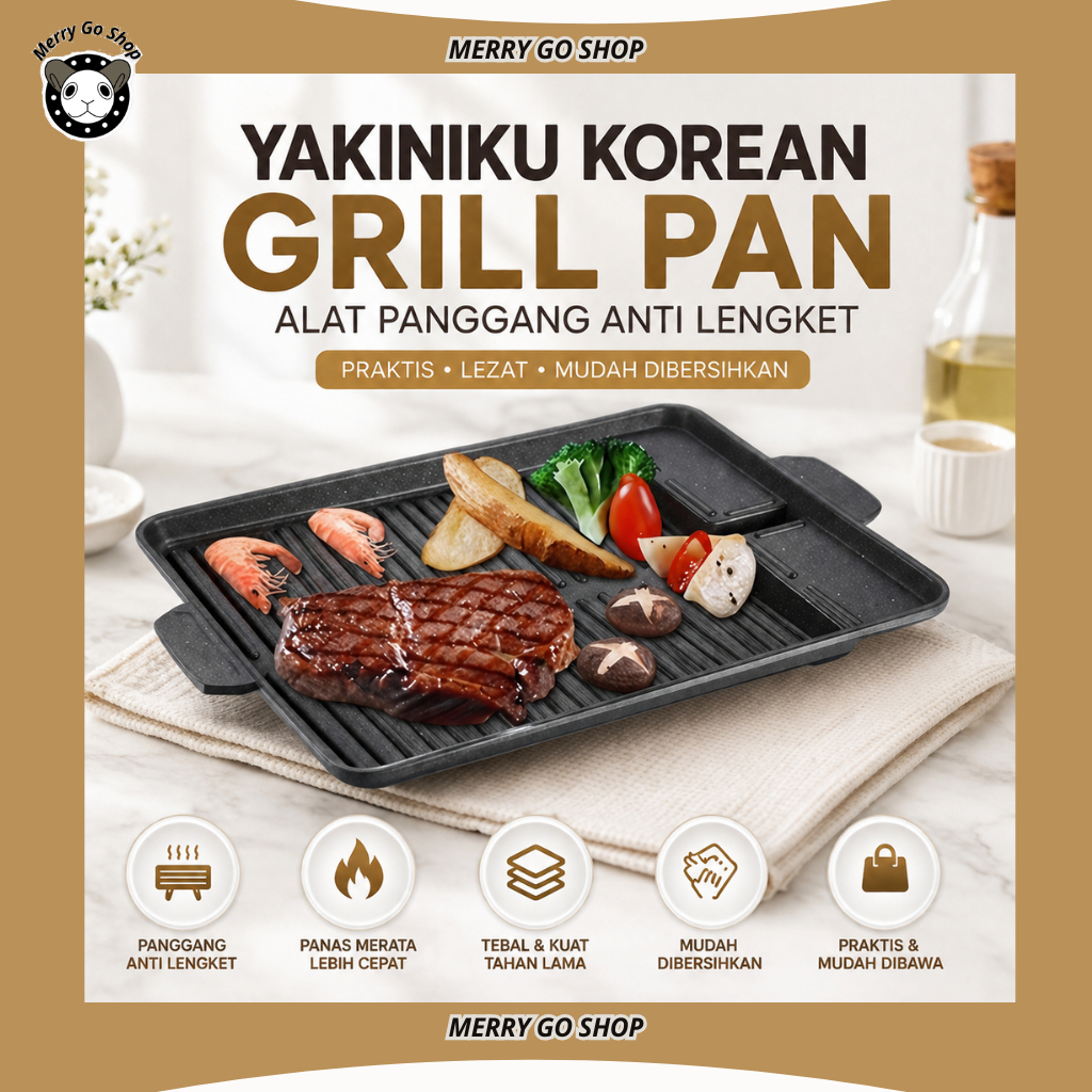 Grill Pan Yakiniku KOREAN BBQ Grill / panggangan KOREAN BBQ Grill Anti Lengket