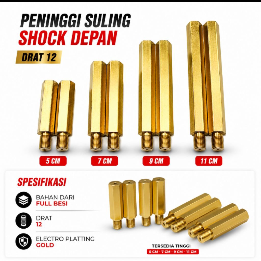 Peninggi Shock Depan Supra X 125 Grand Karisma Revo Cs1 Blade 5cm 7cm 9cm 11cm Sulingan Honda