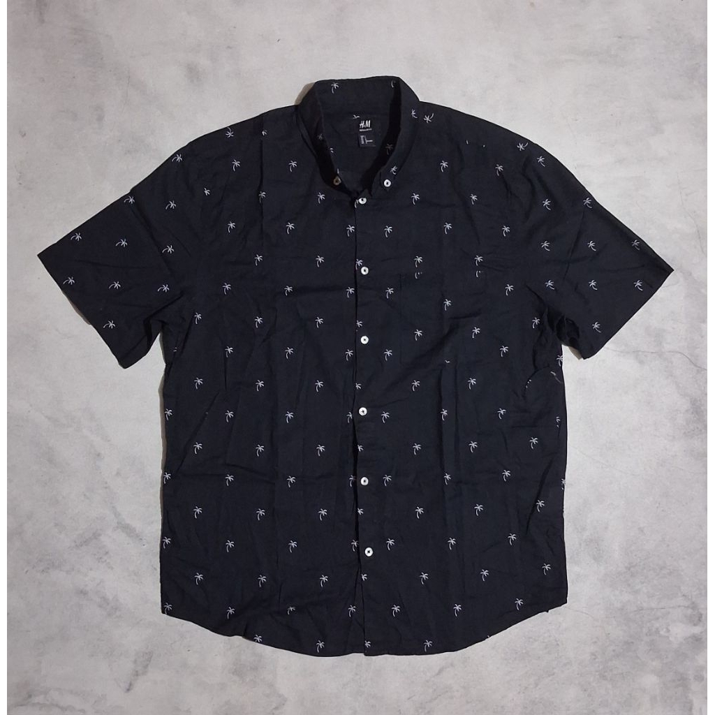 Kemeja Pendek Motif HnM Hitam