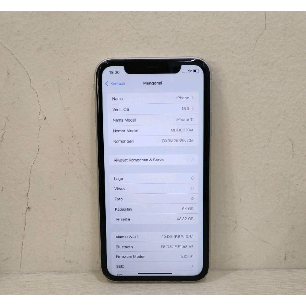 (N736-432) IPHONE 11 RAM 64GB (DIGIMAP) ID/A, BATANGAN NO CHARGER
