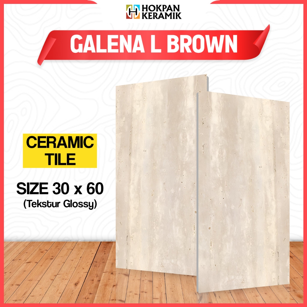Keramik Dinding Motif Galena L Brown Ukuran 30x60 Glossy - Hokpan Keramik